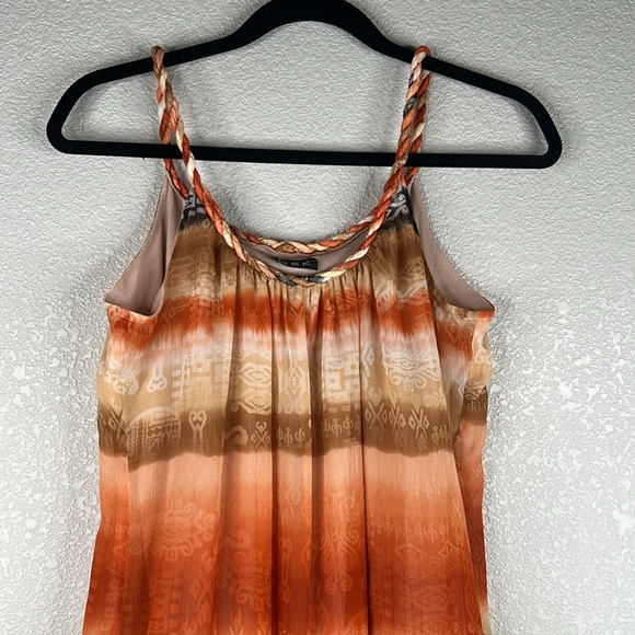 MSK Orange & Black Tie Dye Summer Vacation Travel Flowy Mini Dress Size Large - Picture 2 of 5
